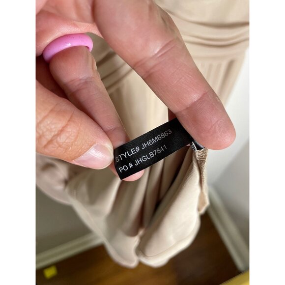 JH Evenings Cocktail Dress Size 10 Nude Gold Tan Lace Bodice Sleeveless Wedding - Picture 7 of 8